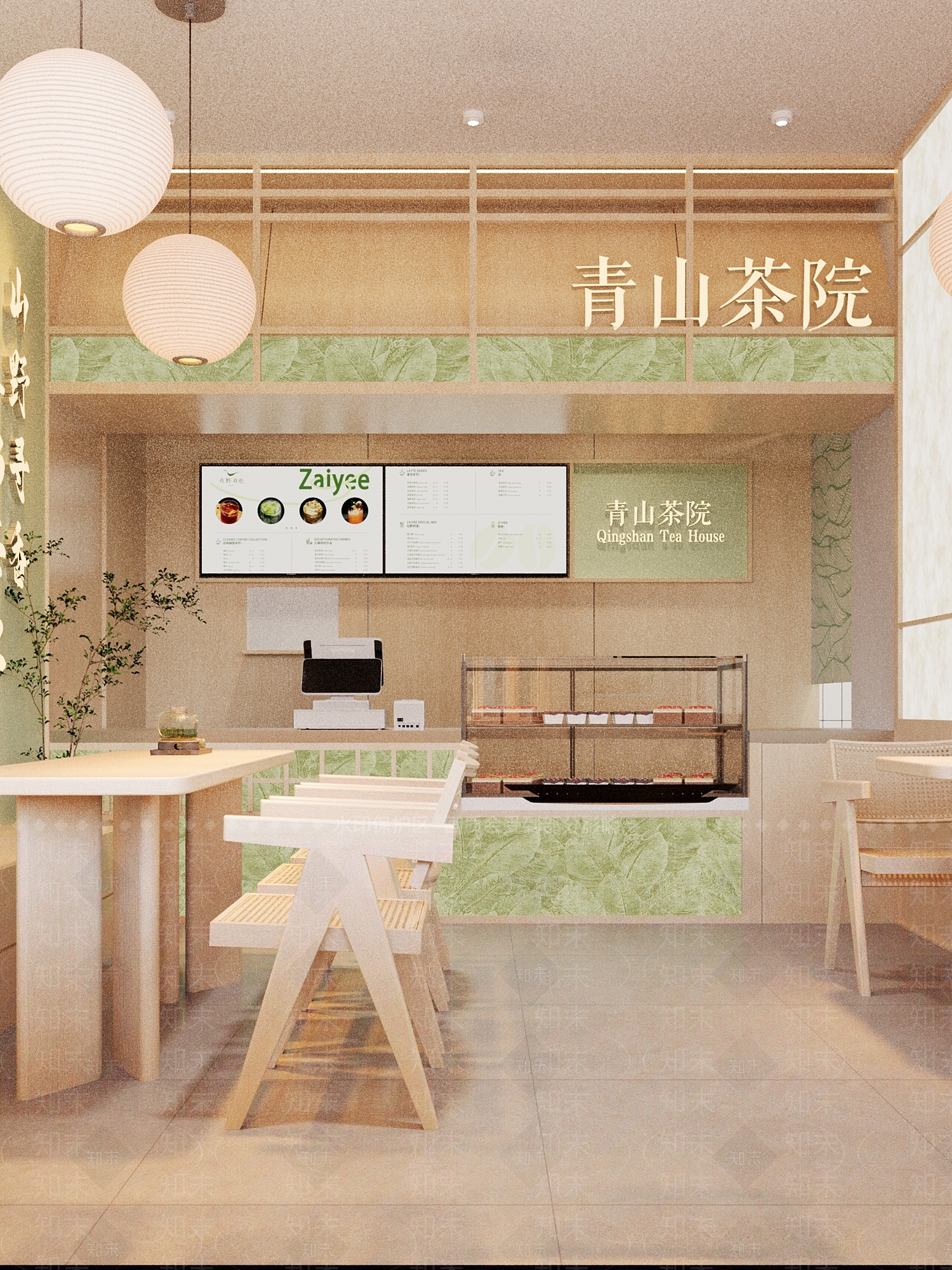 新中式原木奶茶店3D模型下载【ID:1195716100】