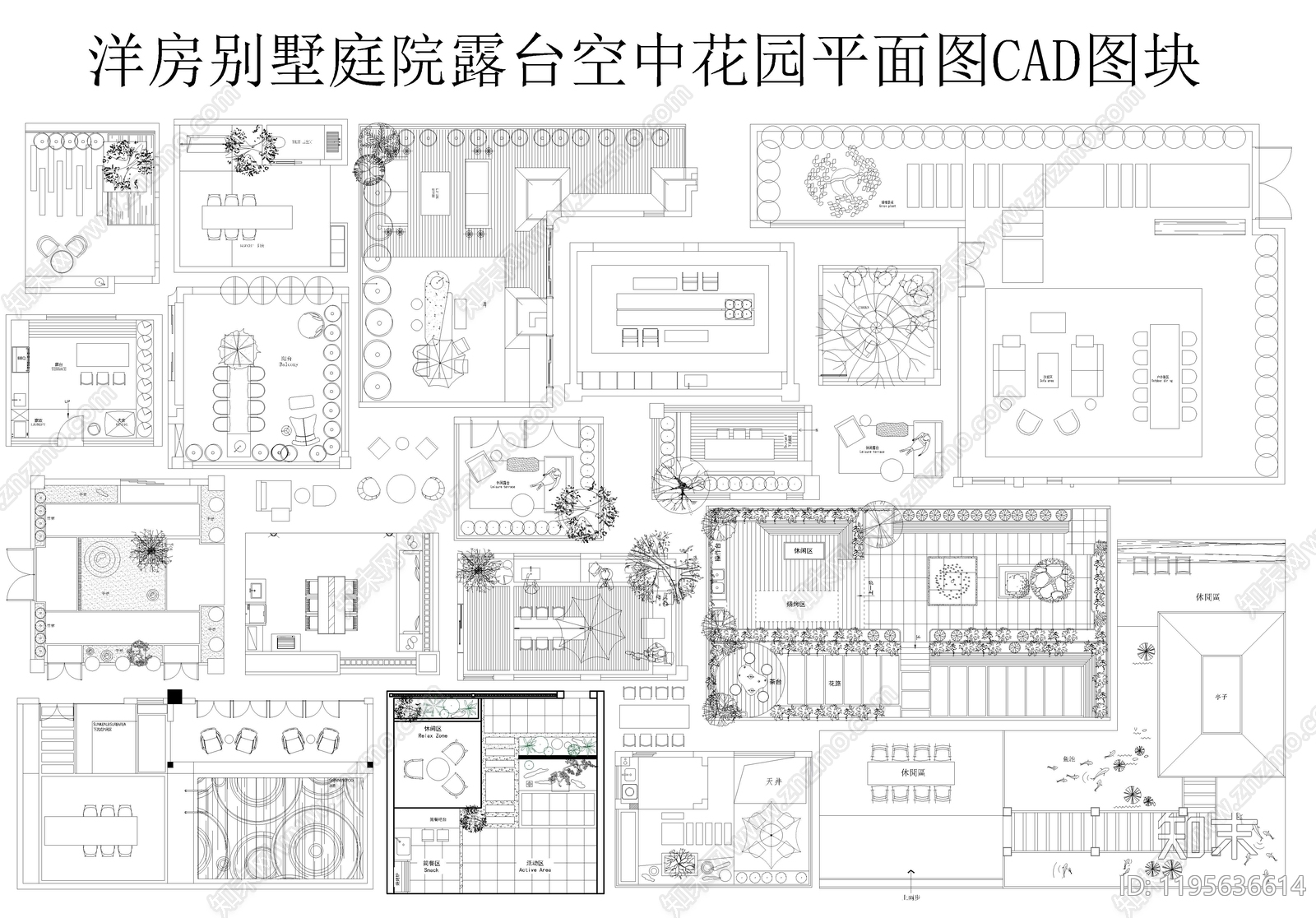 现代庭院施工图下载【ID:1195636614】