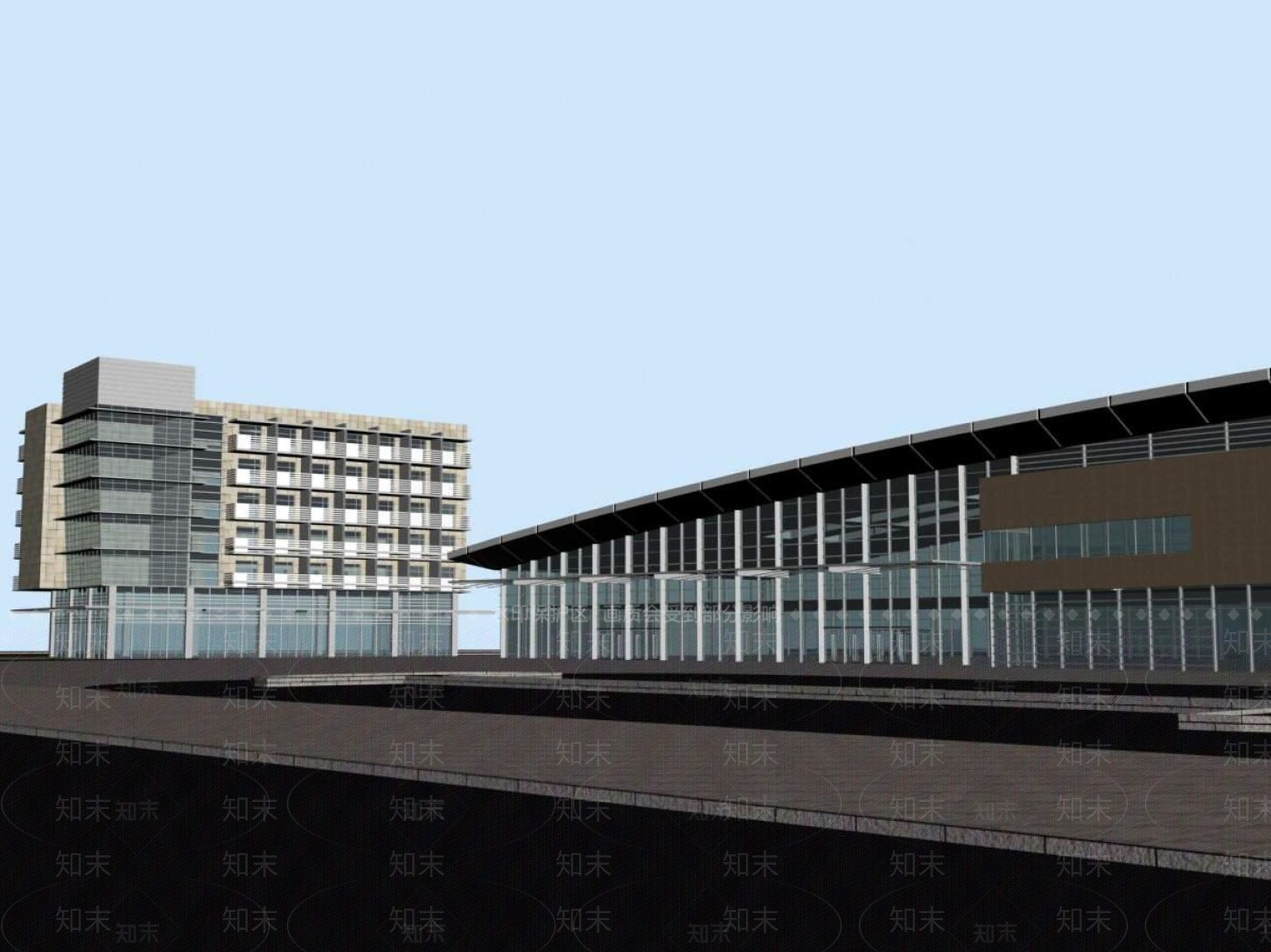 现代车站外观3D模型下载【ID:1195636859】