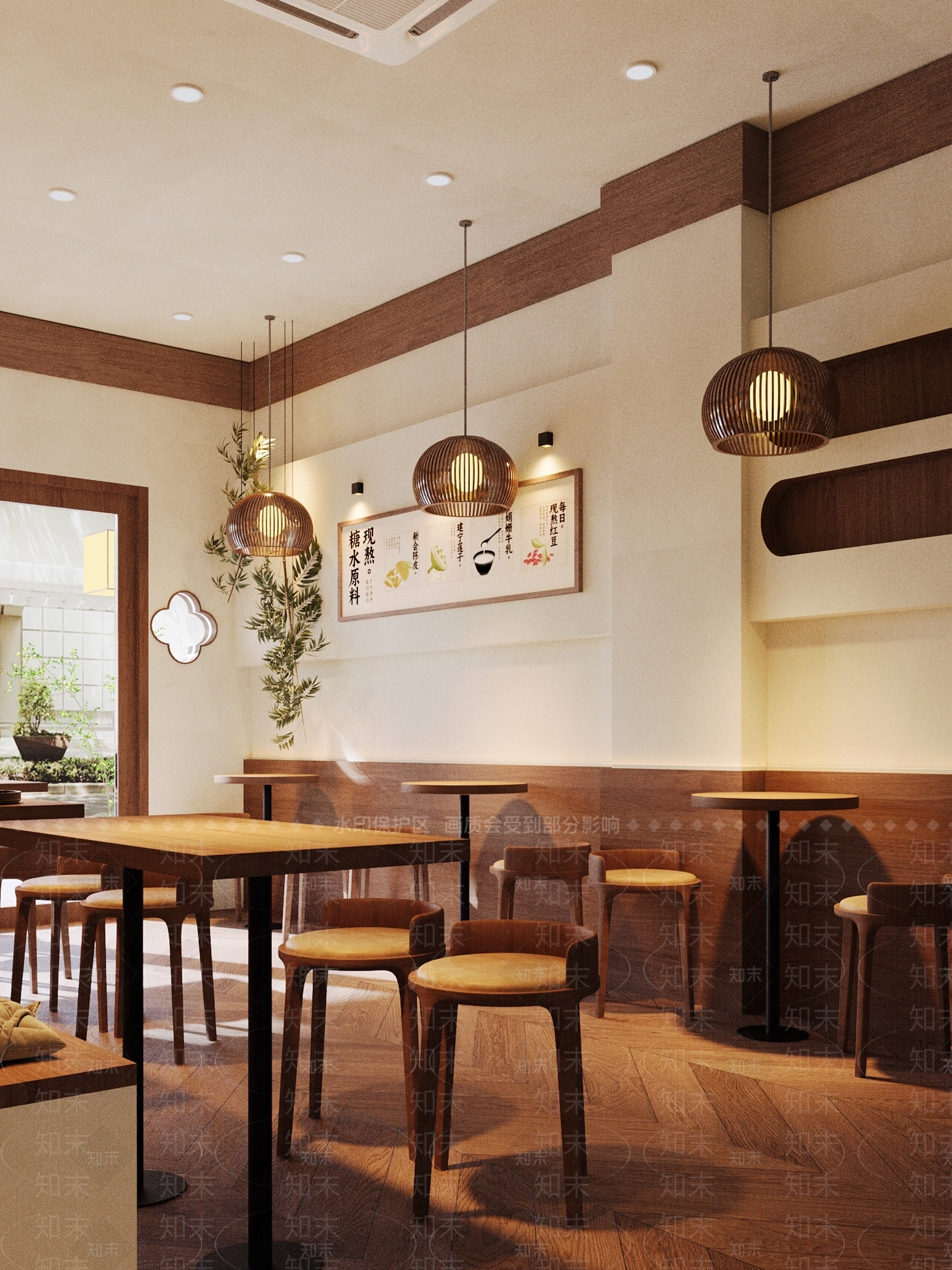 新中式原木奶茶店3D模型下载【ID:1195711027】
