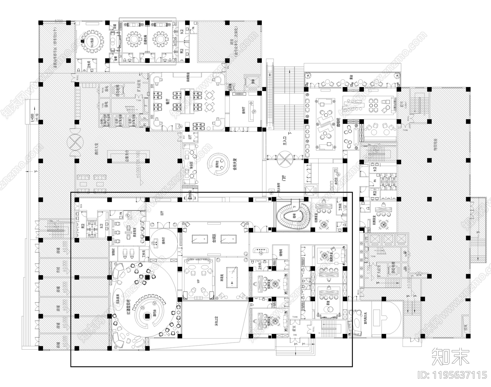 现代会所cad施工图下载【ID:1195637115】