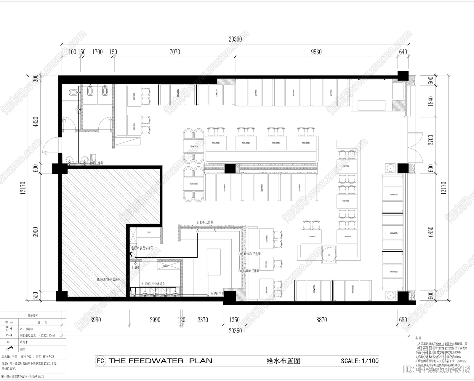 现代烧烤店施工图下载【ID:1195637318】