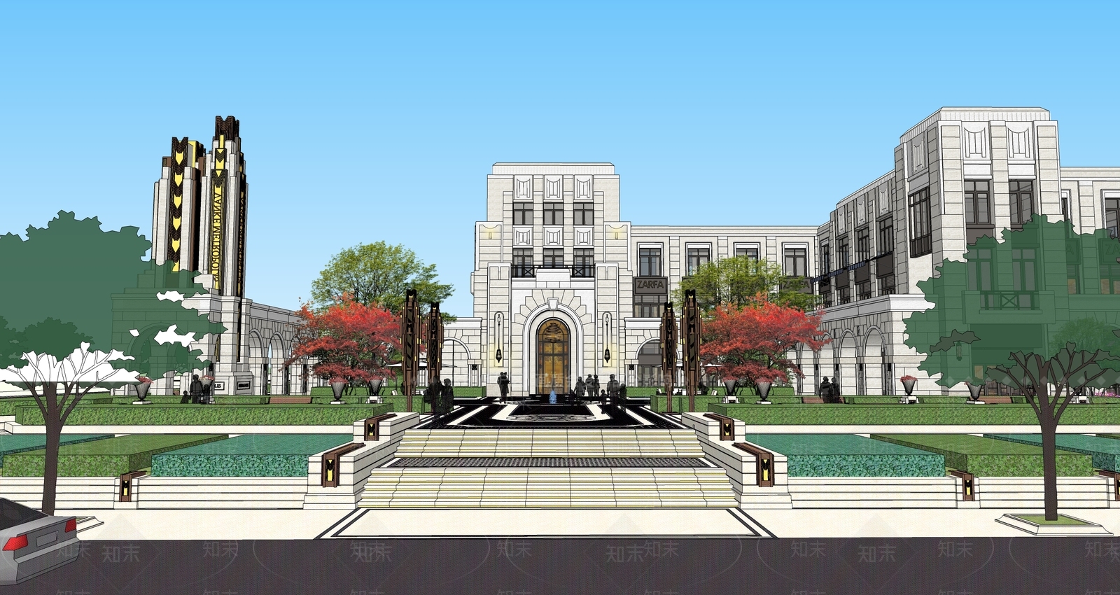 欧式售楼处建筑SU模型下载【ID:1195638318】