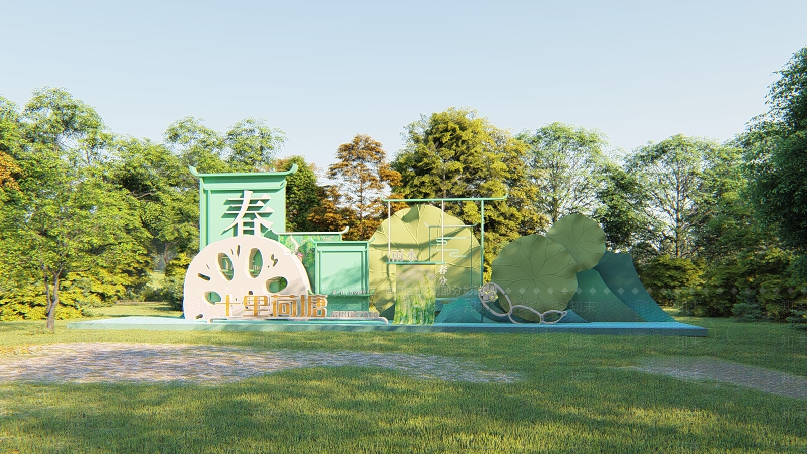 现代新中式雕塑小品SU模型下载【ID:1195638370】