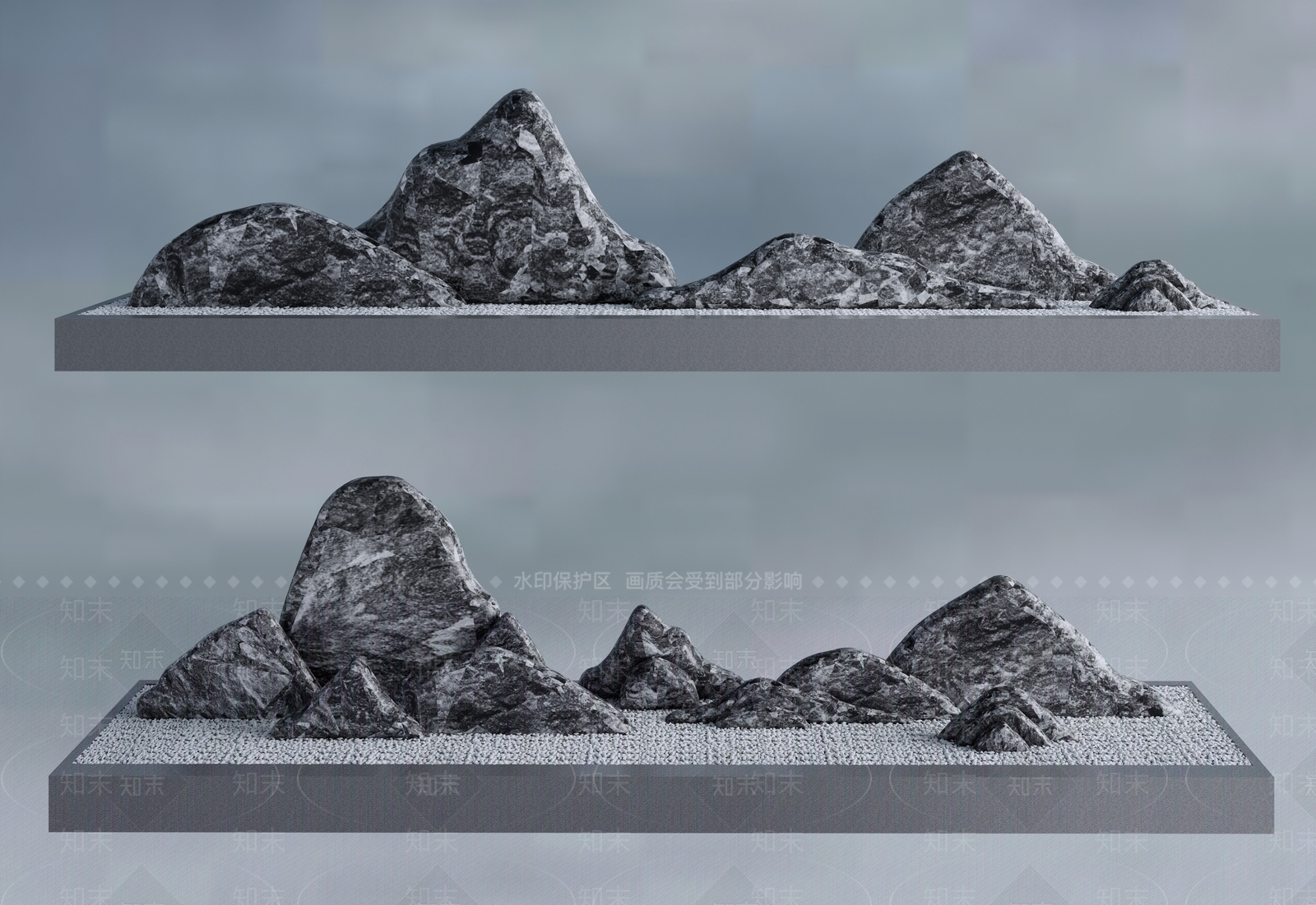 新中式中式石头SU模型下载【ID:1195640520】