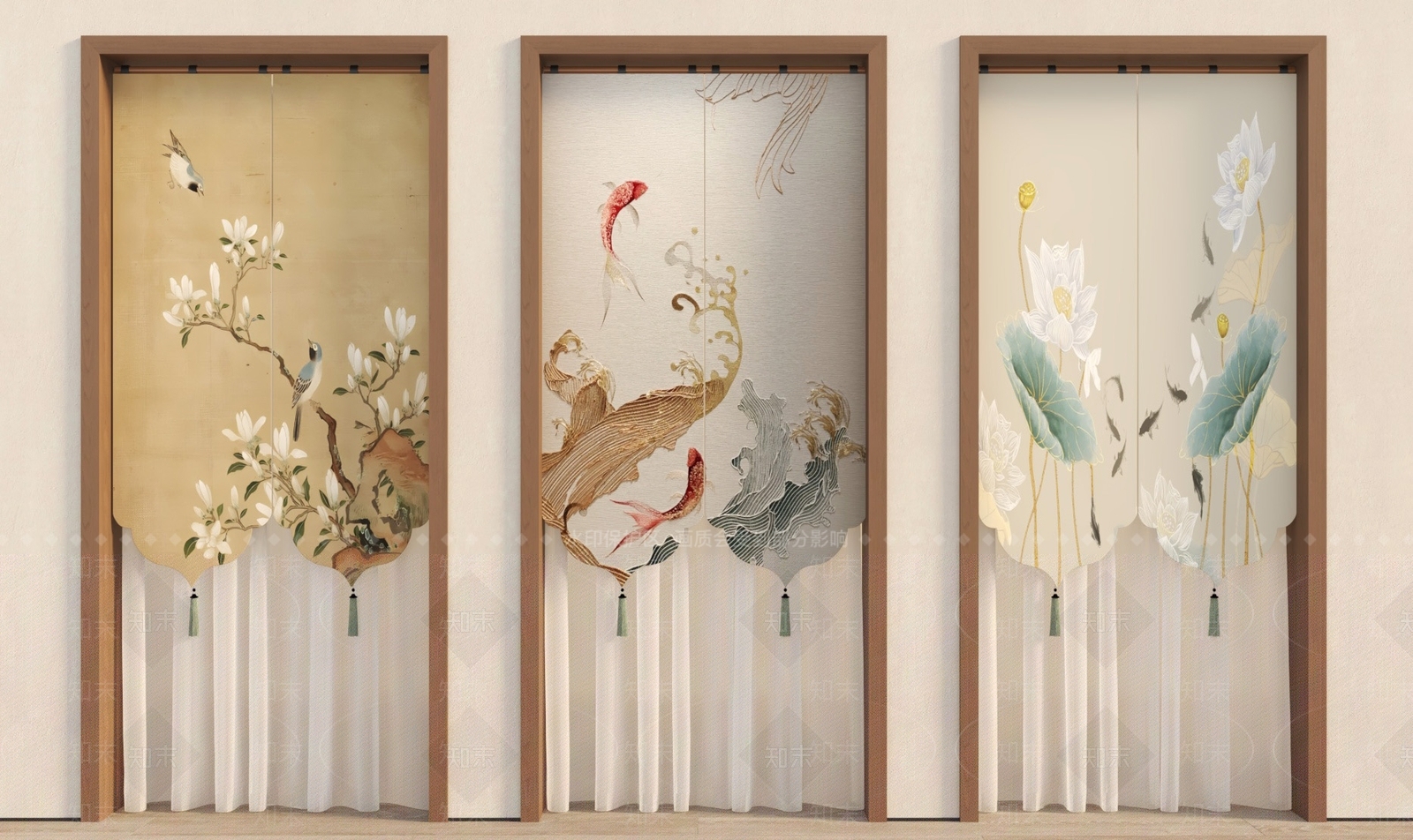 新中式现代门帘3D模型下载【ID:1195641483】