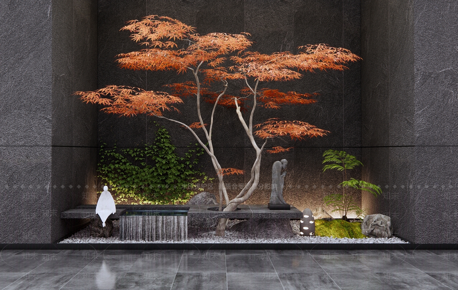 新中式室内景观3D模型下载【ID:1195641853】