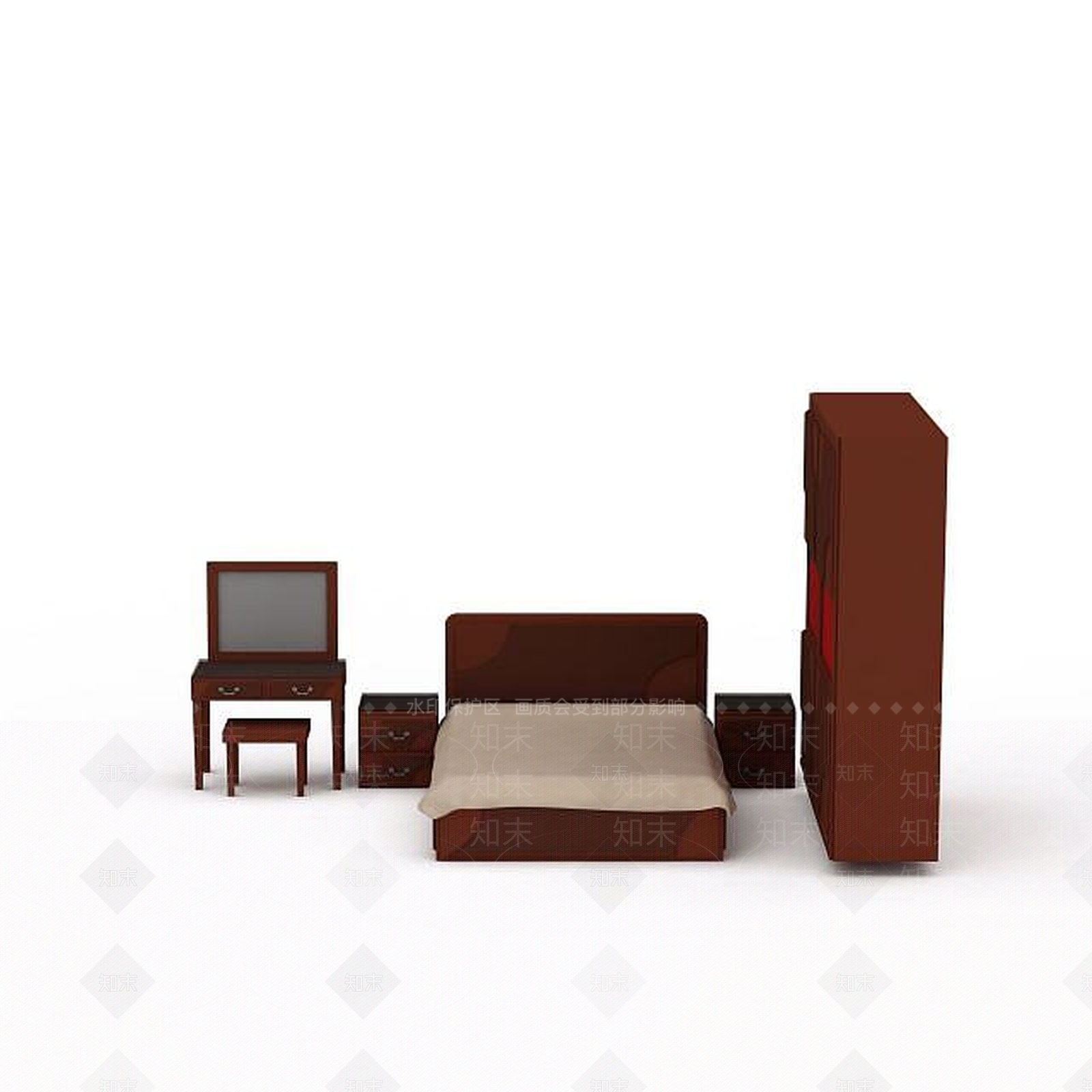 中式简约中式家具组合3D模型下载【ID:1195642790】