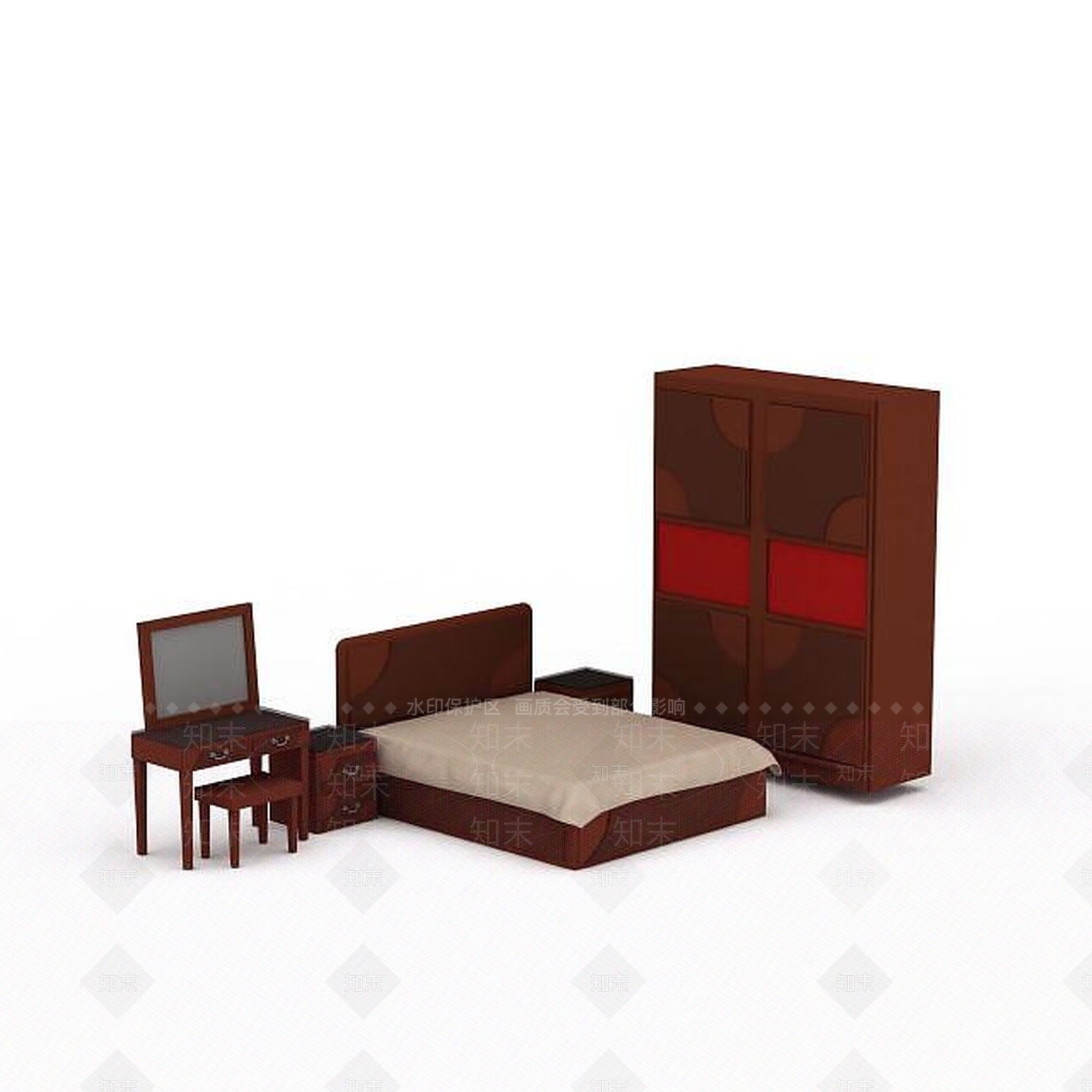 中式简约中式家具组合3D模型下载【ID:1195642790】