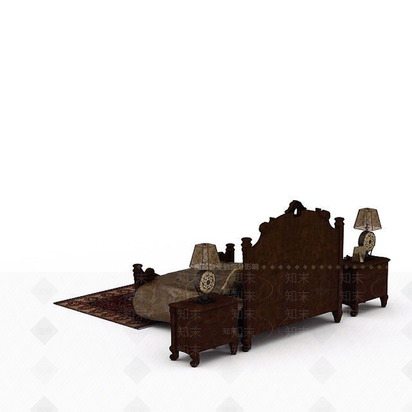 欧式古典欧式豪华床3D模型下载【ID:1195642706】