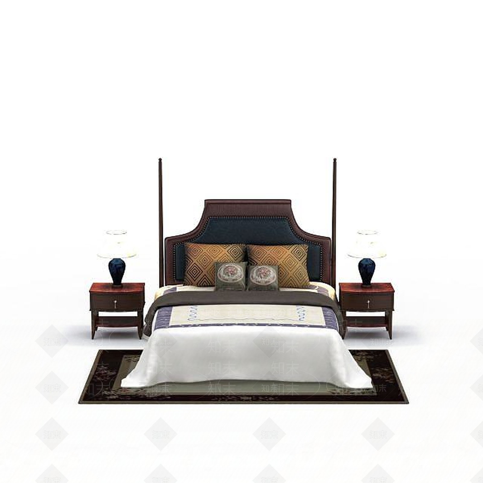 欧式古典欧式豪华床3D模型下载【ID:1195642872】