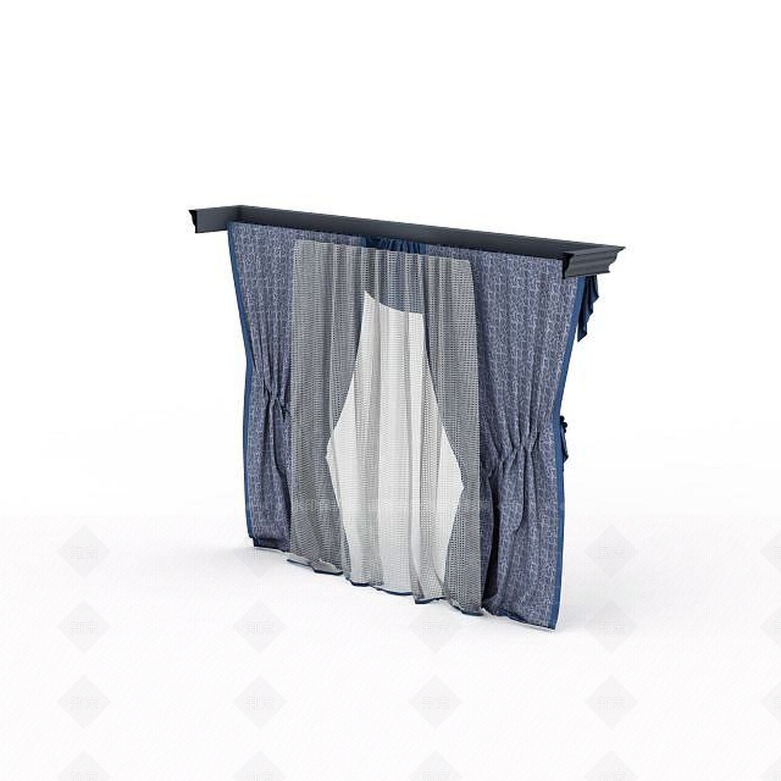 现代简约窗帘3D模型下载【ID:1195646194】