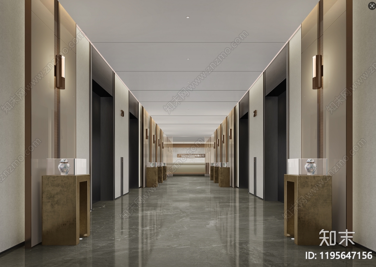 现代新中式整体办公空间cad施工图下载【ID:1195647156】