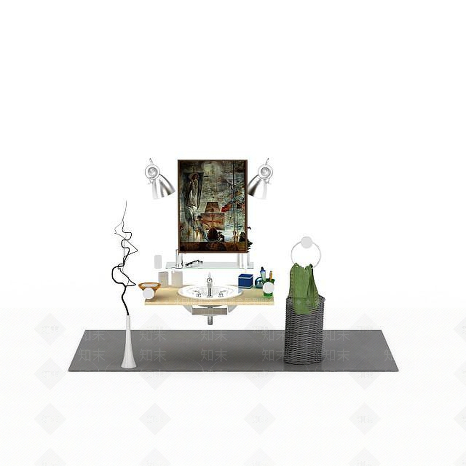 现代洗漱用品3D模型下载【ID:1195648719】