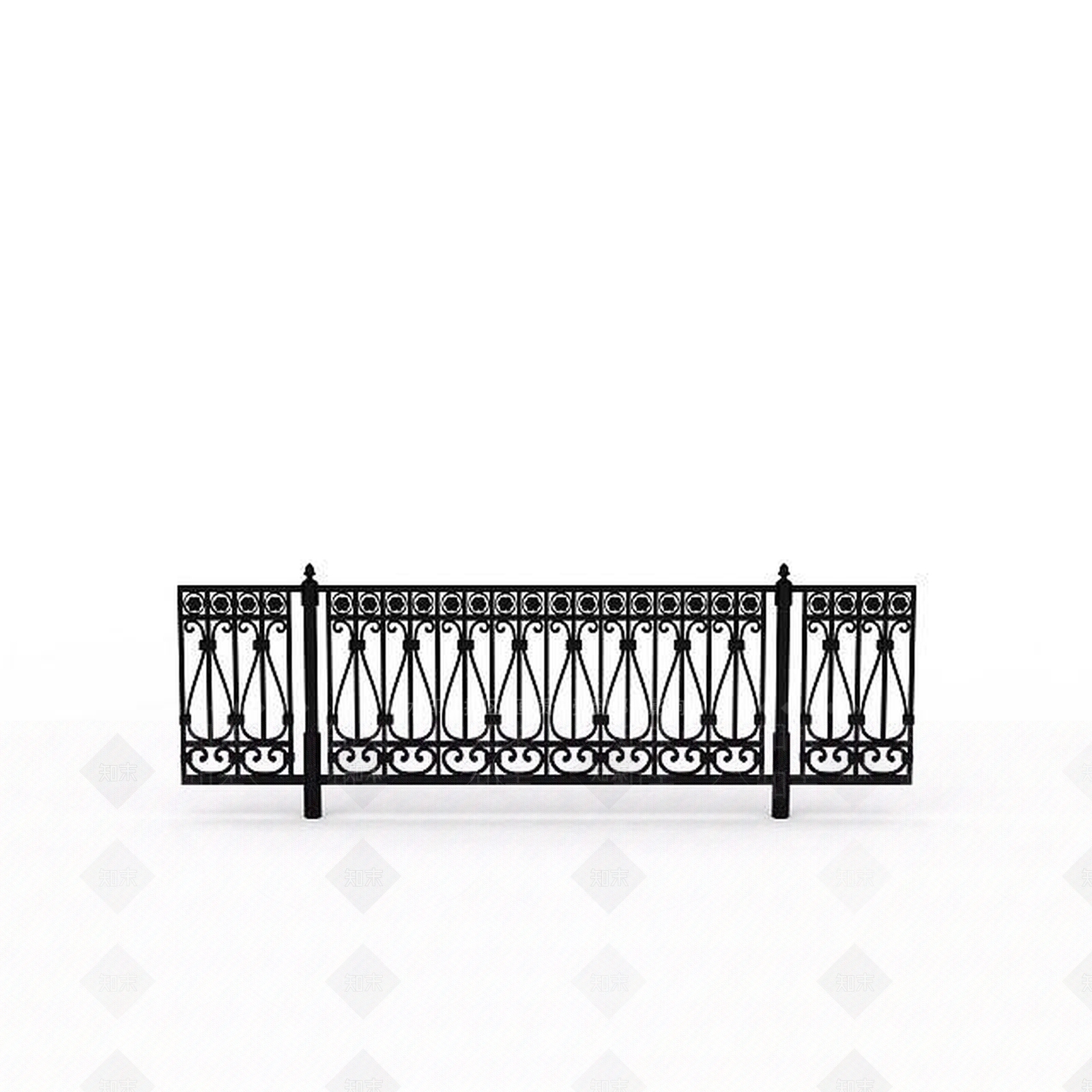 现代铁艺栏杆3D模型下载【ID:1195650699】