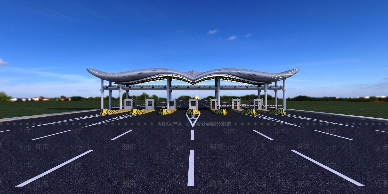 现代收费站3D模型下载【ID:1195651890】