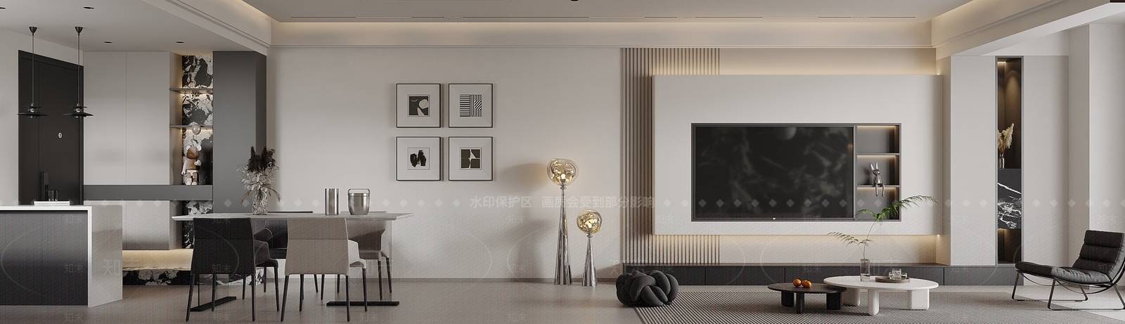 现代轻奢客餐厅3D模型下载【ID:1195651953】