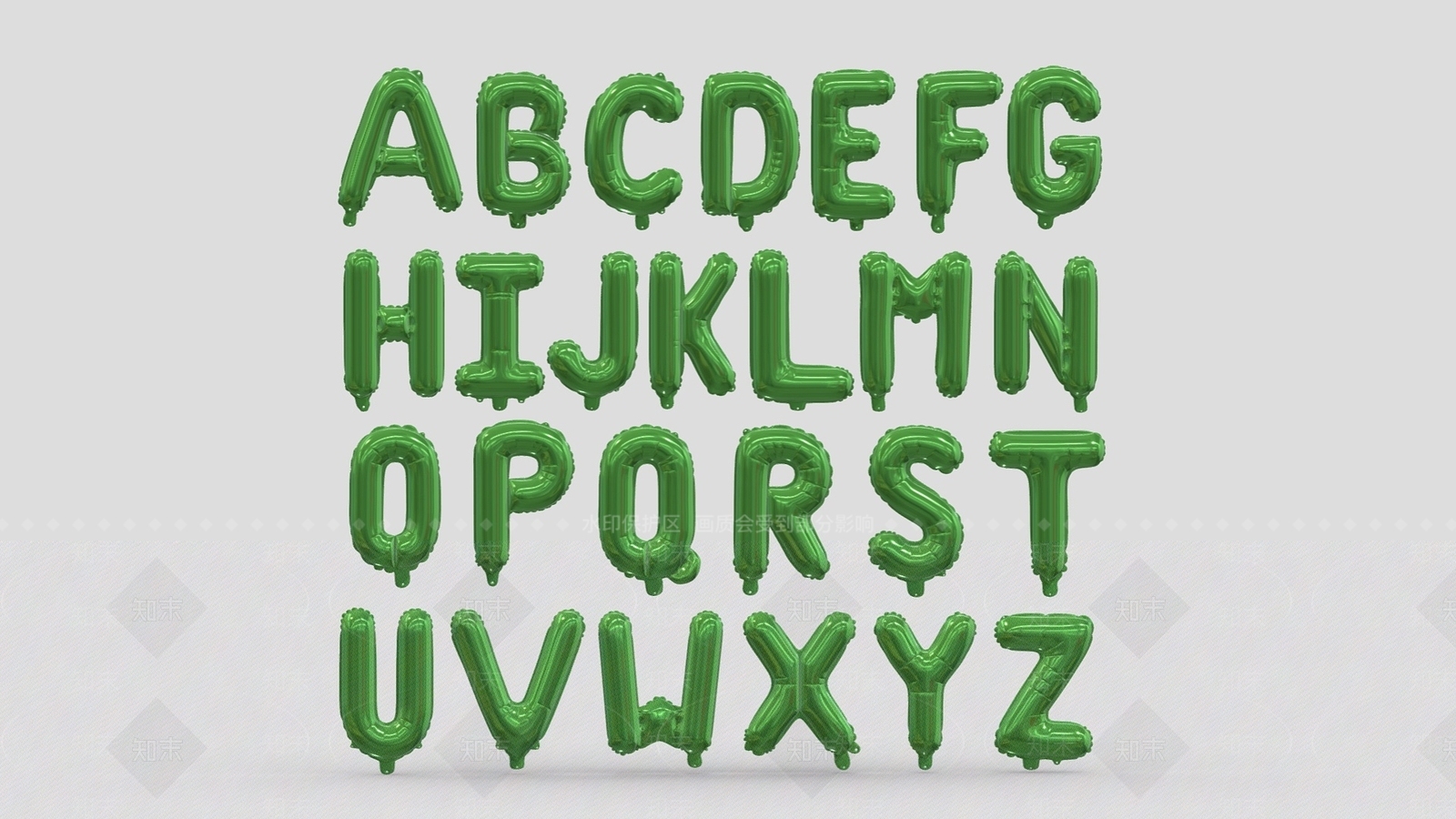 现代26个英文字母气球装饰元素3D模型下载【ID:1195656475】