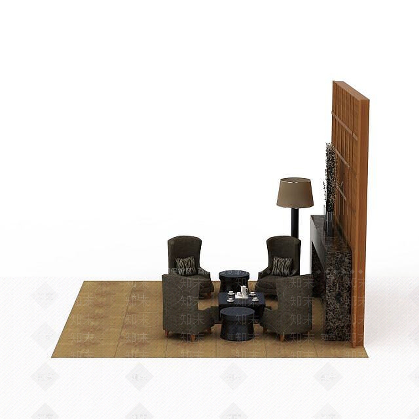 现代简约背景墙3D模型下载【ID:1195657520】