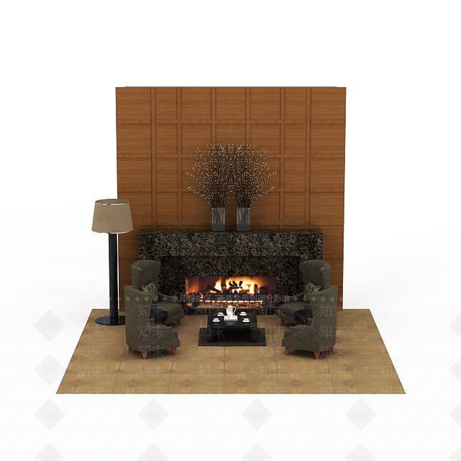现代简约背景墙3D模型下载【ID:1195657520】