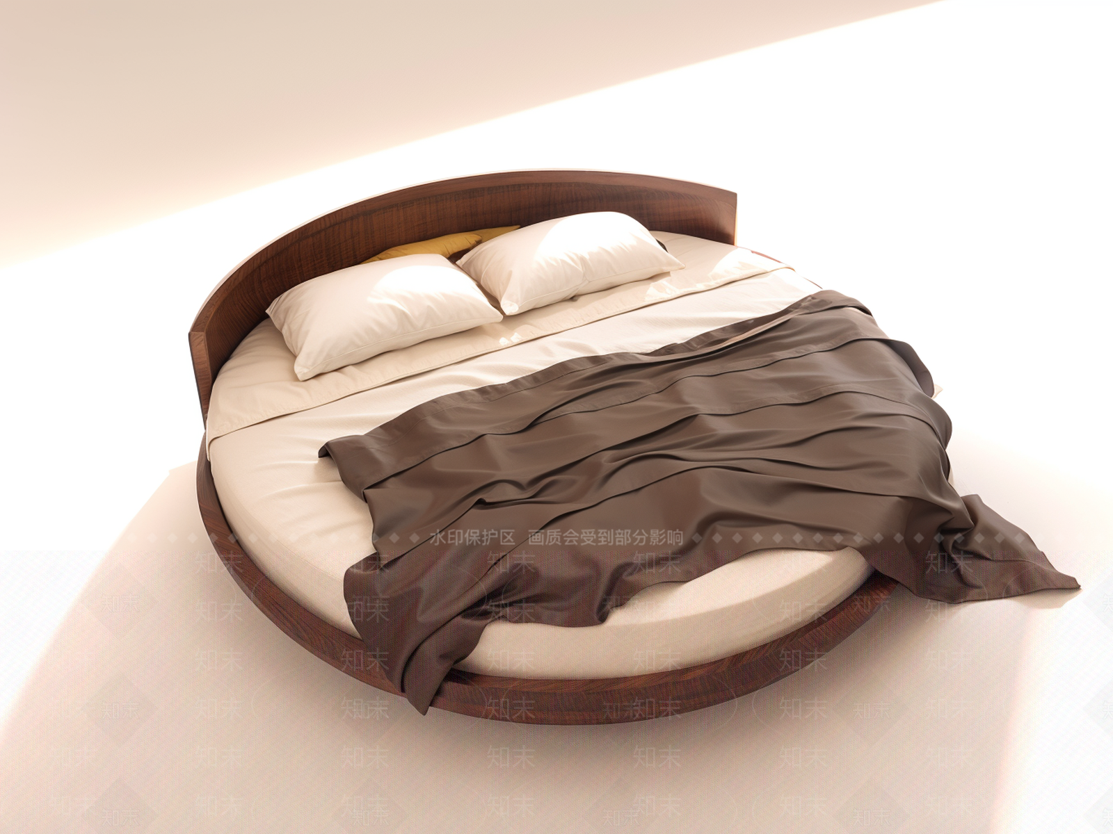 现代圆床SU模型下载【ID:1195658619】