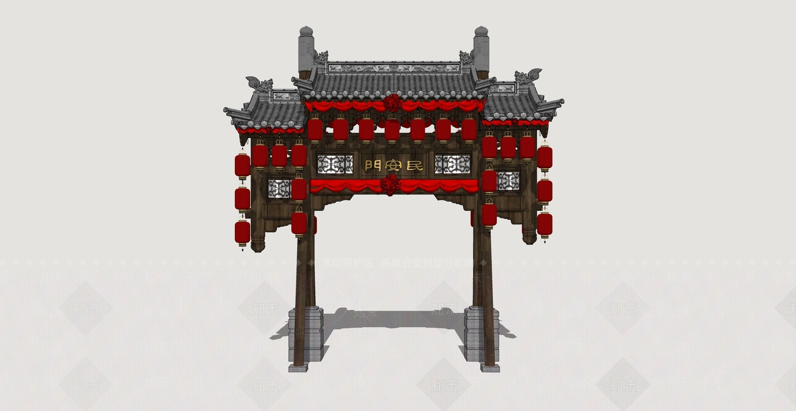 中式牌坊牌楼SU模型下载【ID:1195665120】