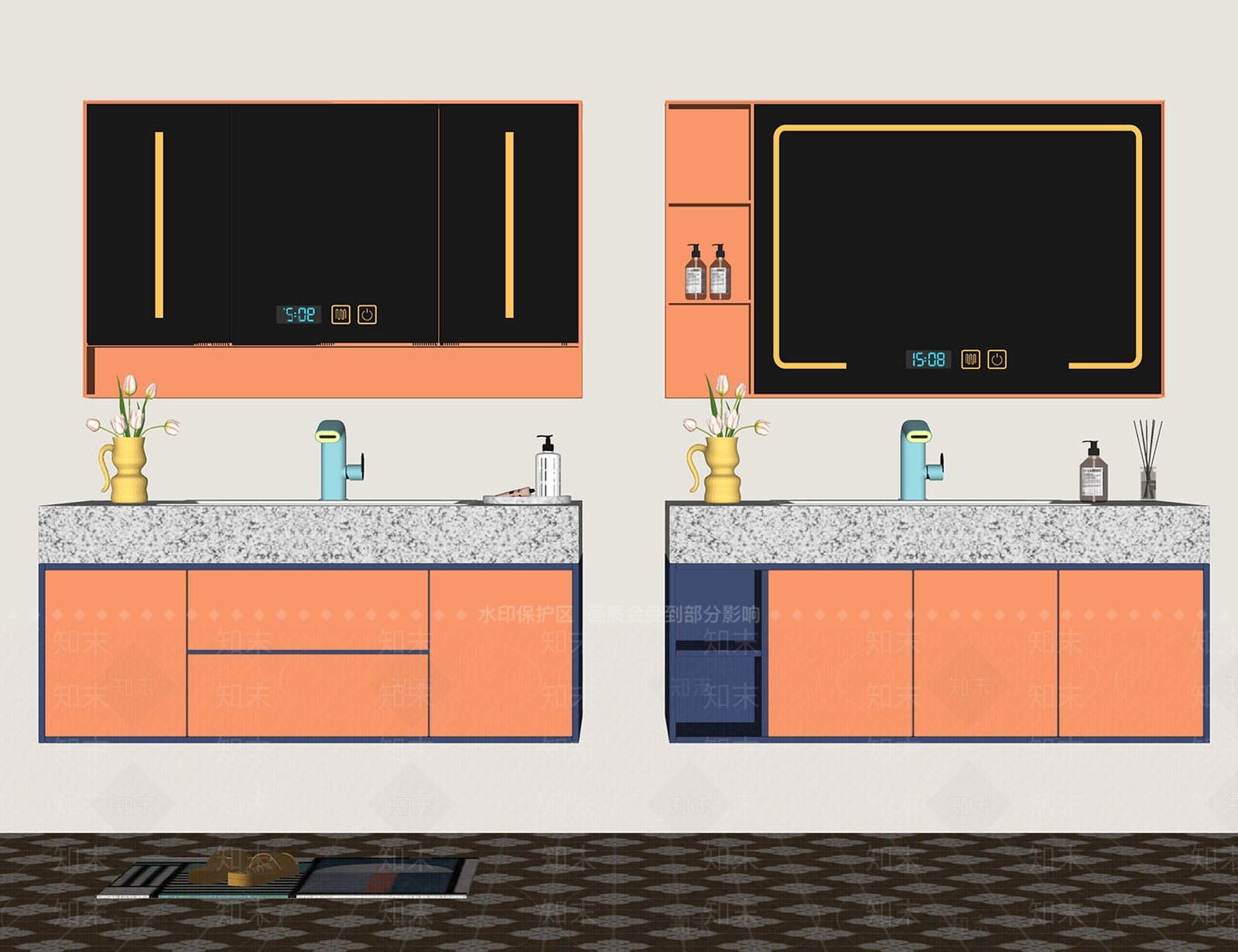 现代浴室柜SU模型下载【ID:1195672031】