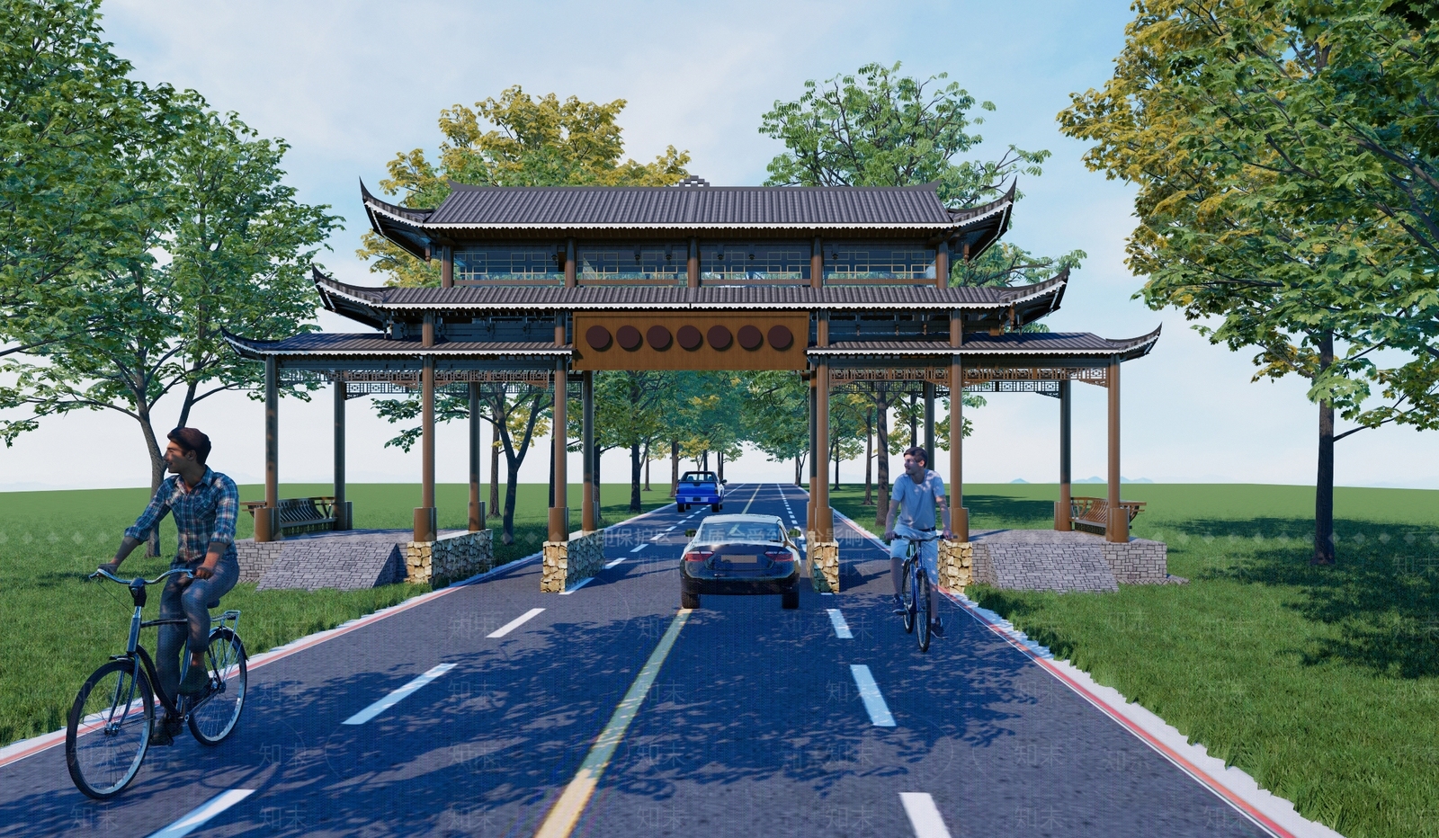 新中式牌坊牌楼SU模型下载【ID:1195672148】
