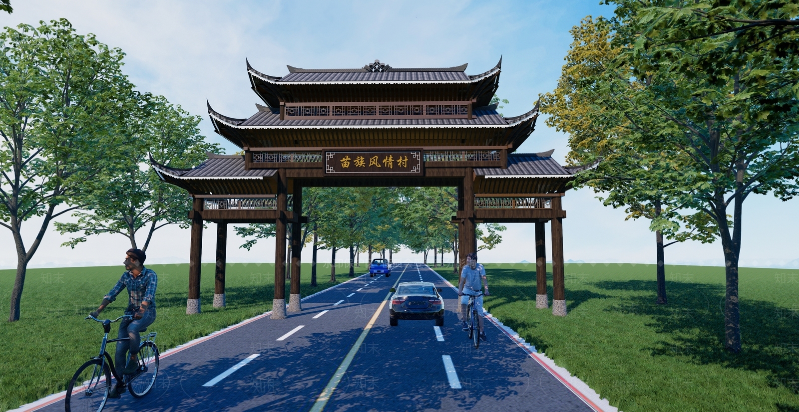 中式牌坊牌楼SU模型下载【ID:1195672226】