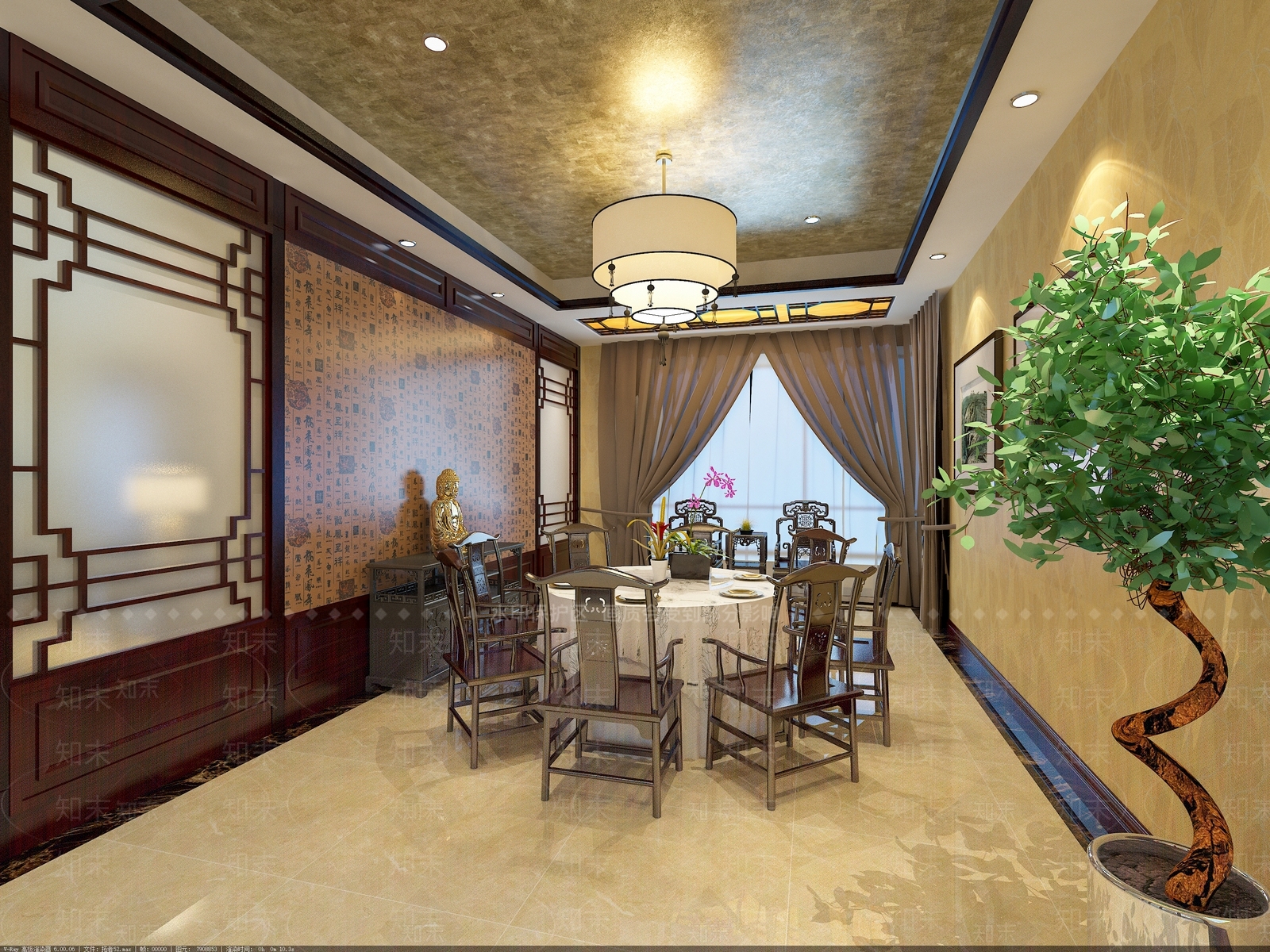 现代新中式包厢3D模型下载【ID:1195679812】