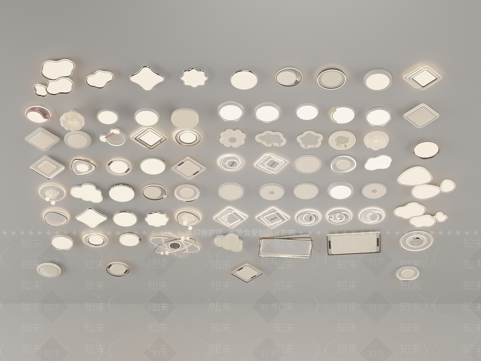 现代灯具组合3D模型下载【ID:1195684824】