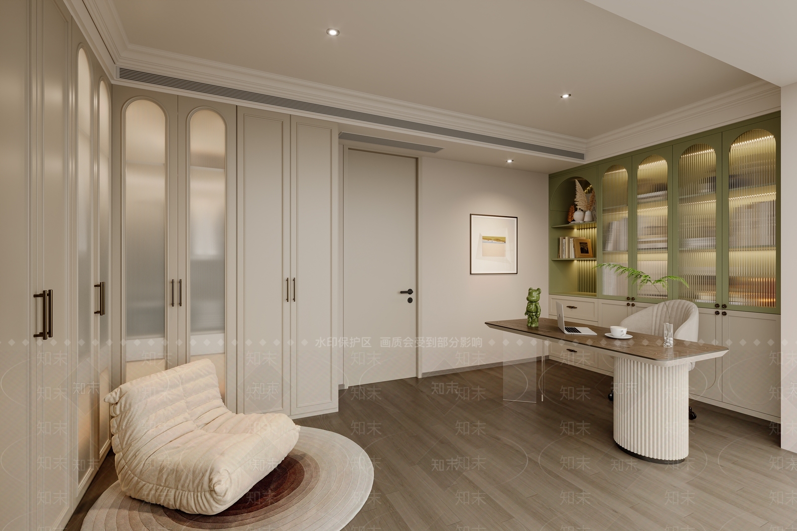 现代奶油衣帽间3D模型下载【ID:1195685173】