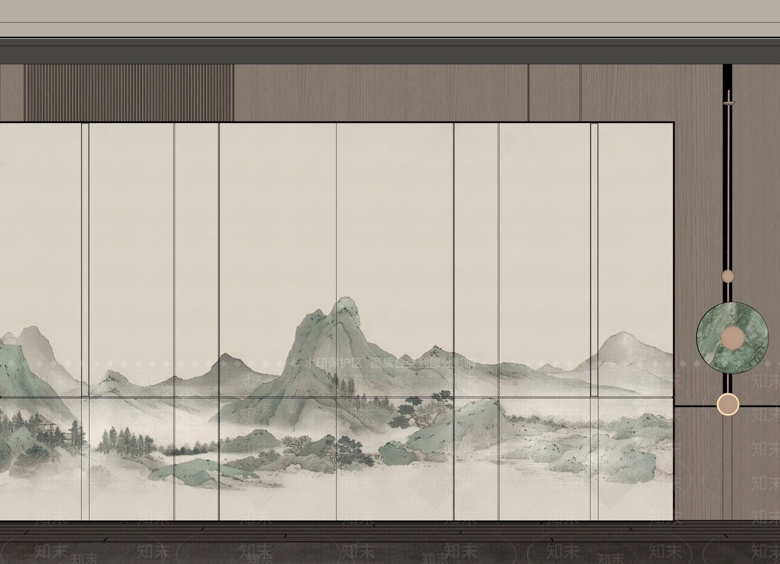 新中式中式背景墙SU模型下载【ID:1195689259】