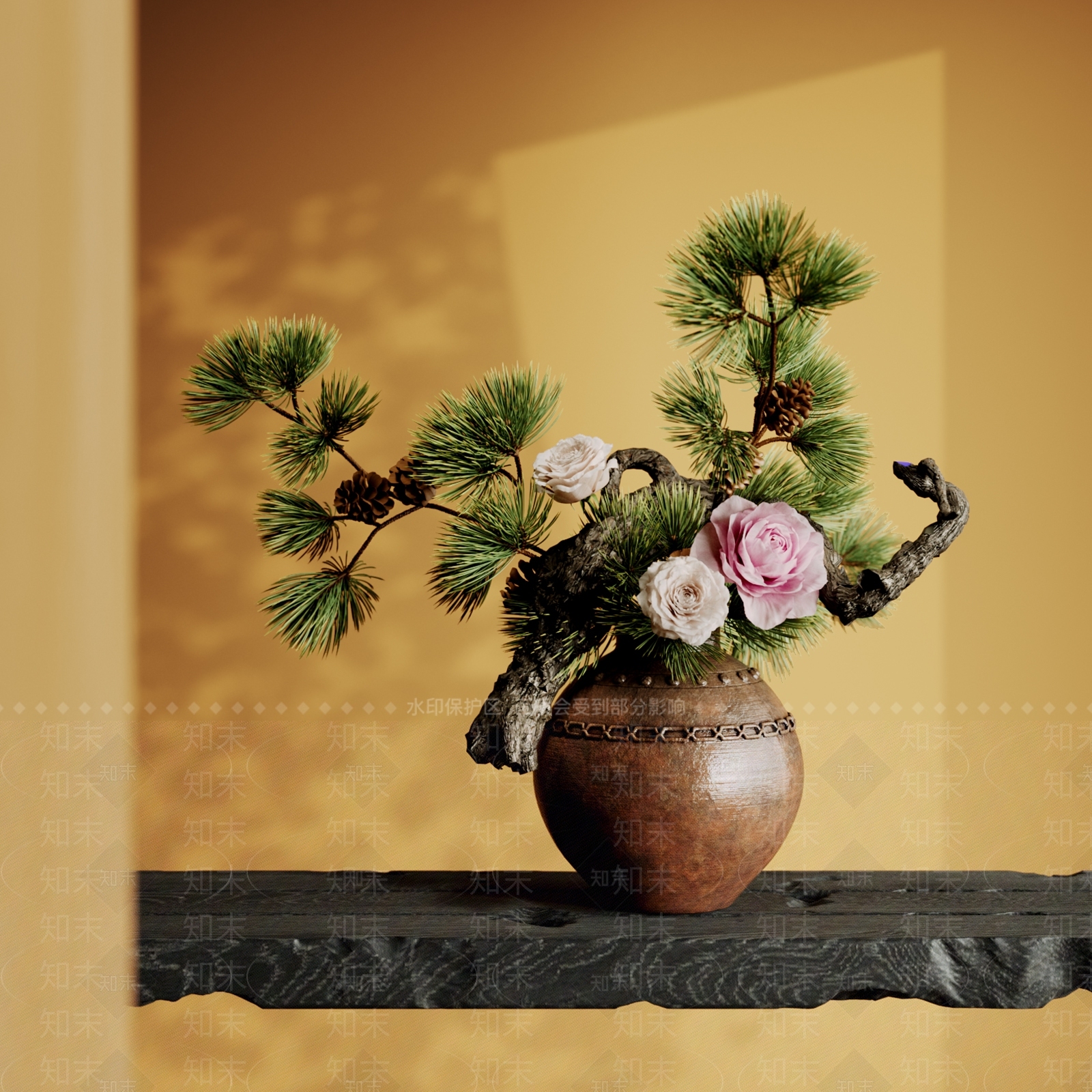 新中式花艺SU模型下载【ID:1195696908】