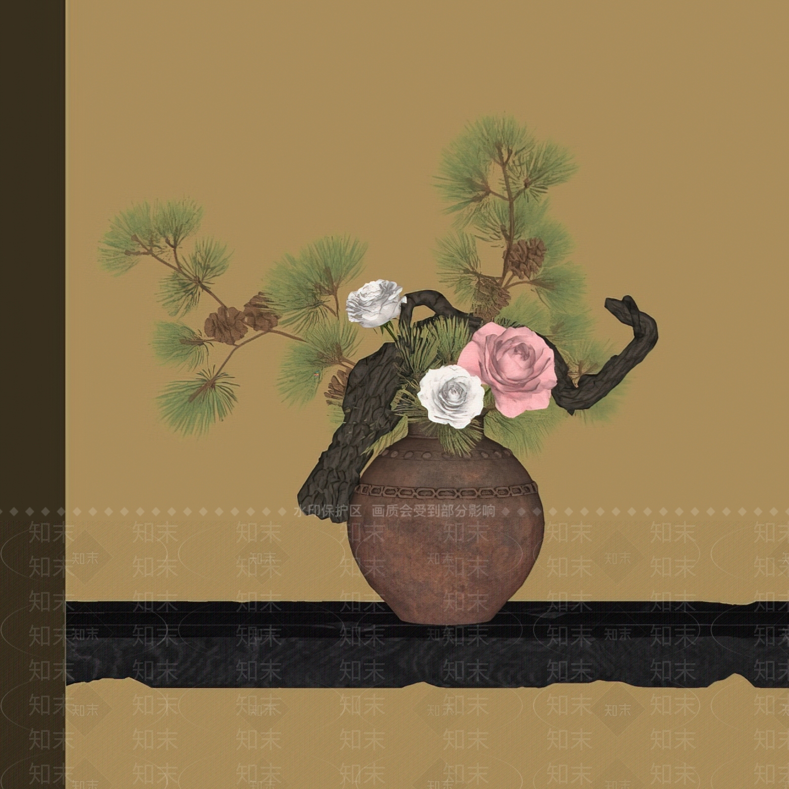 新中式花艺SU模型下载【ID:1195696908】