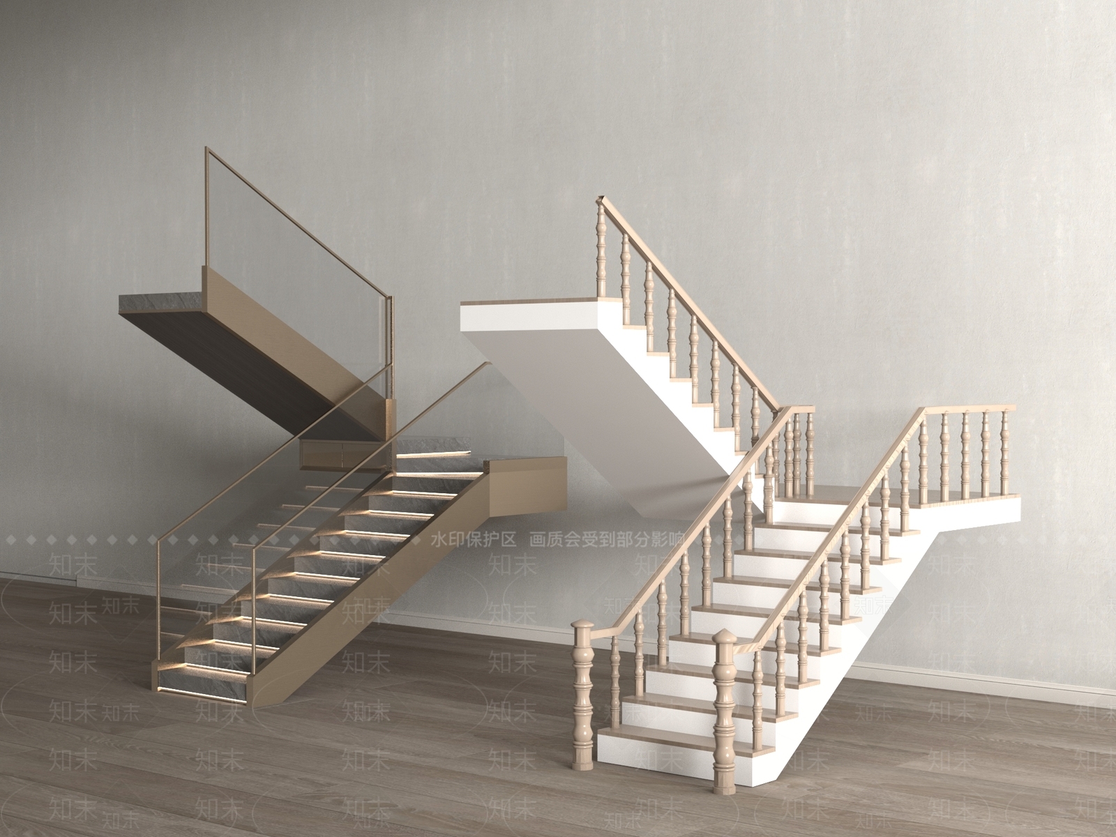 现代楼梯吊灯3D模型下载【ID:1195697660】