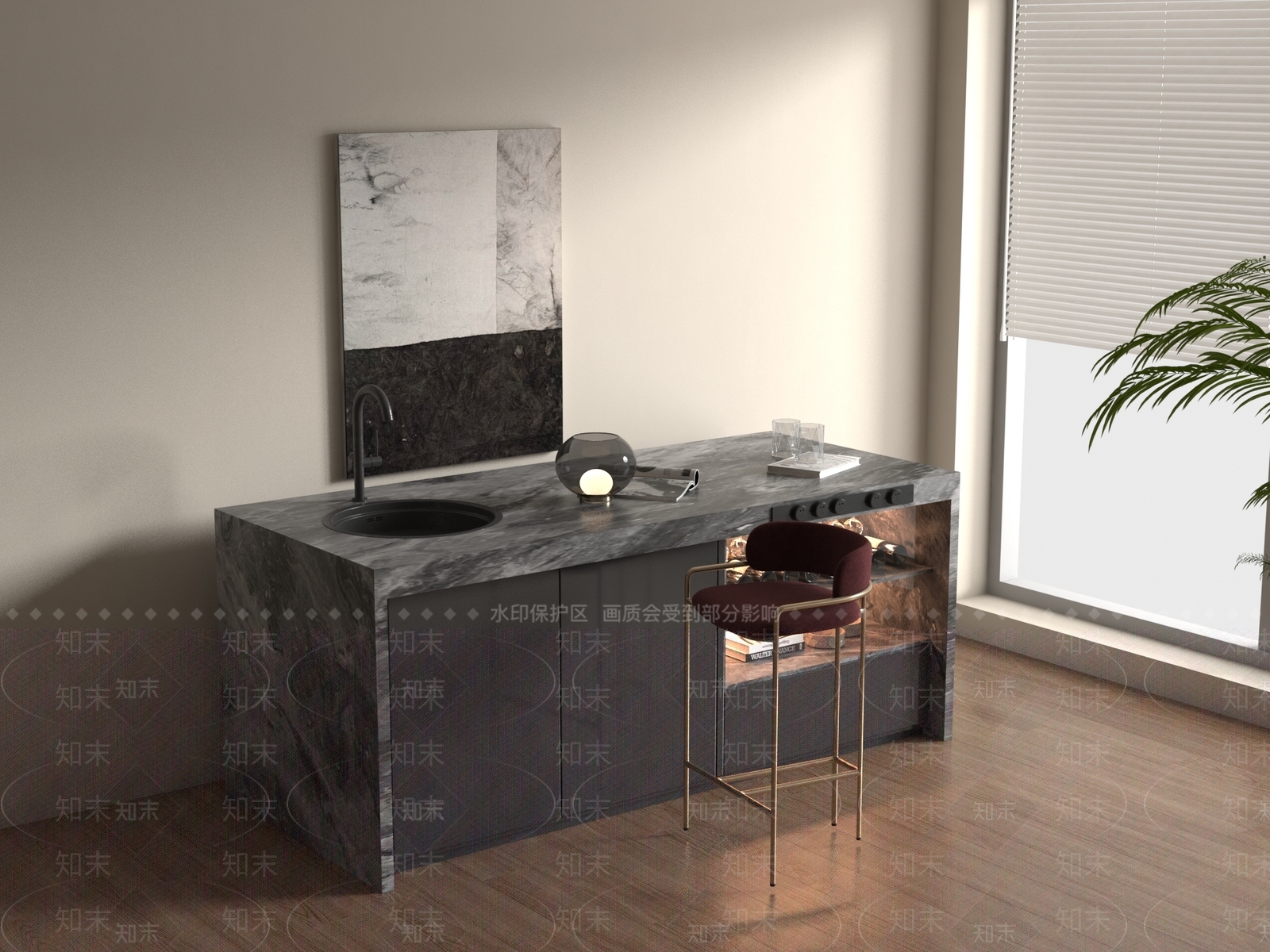 现代吧台3D模型下载【ID:1195698490】