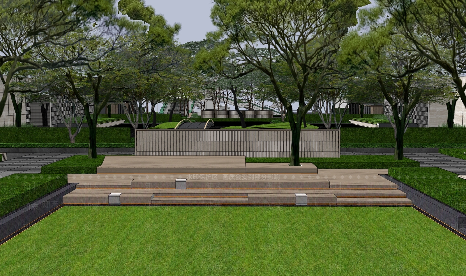 现代台阶景观SU模型下载【ID:1195702284】