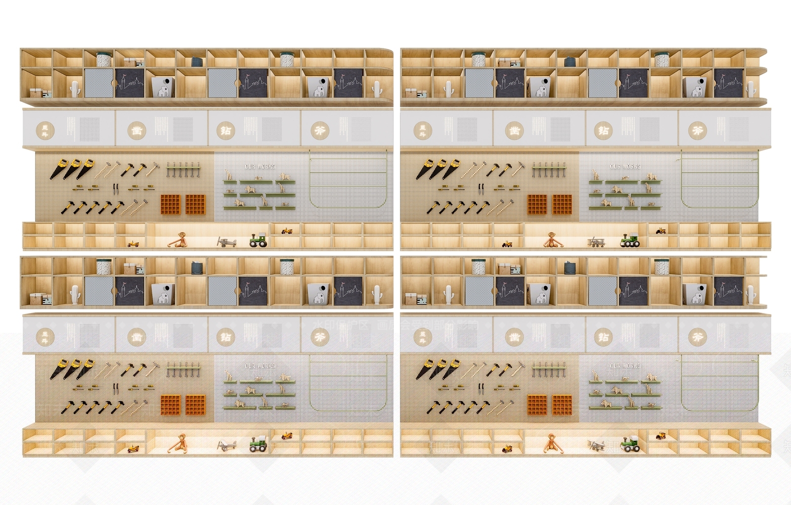 现代北欧书柜3D模型下载【ID:1195702067】