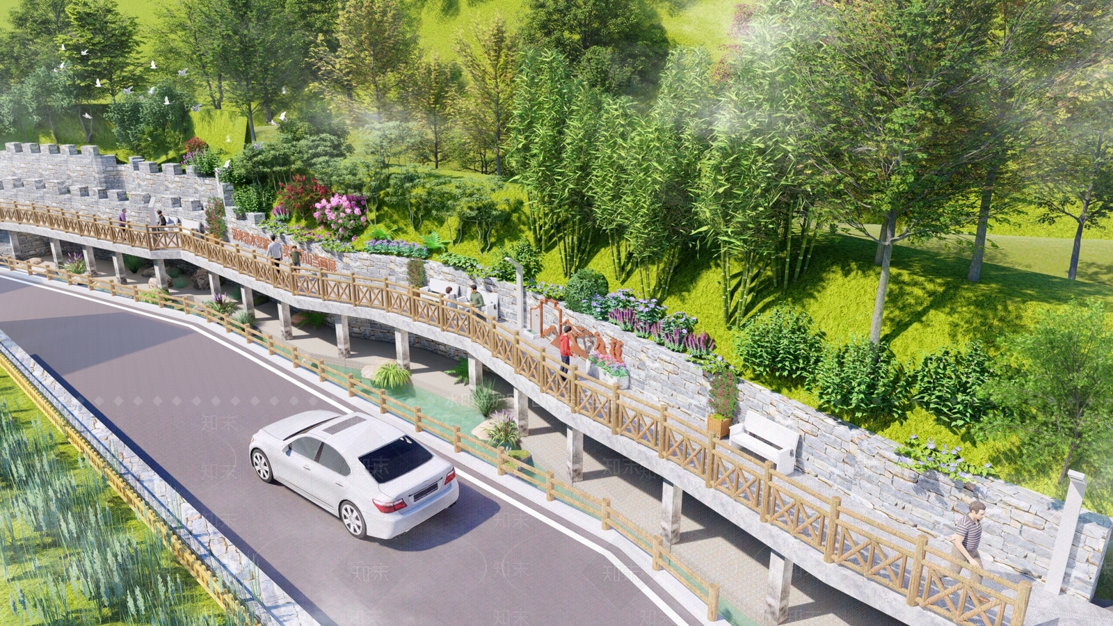 现代公园绿地装置SU模型下载【ID:1195704917】