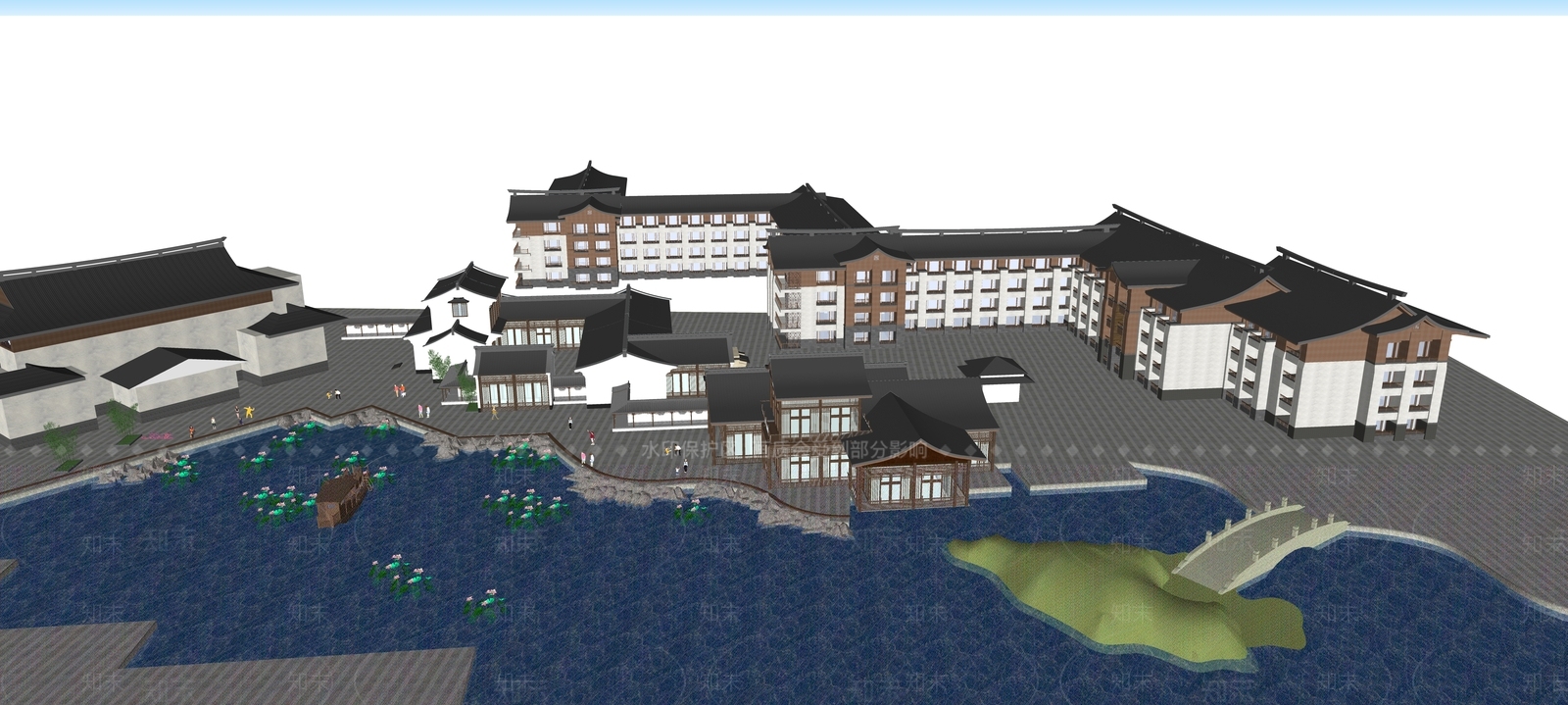 现代新中式景观公园SU模型下载【ID:1195705106】