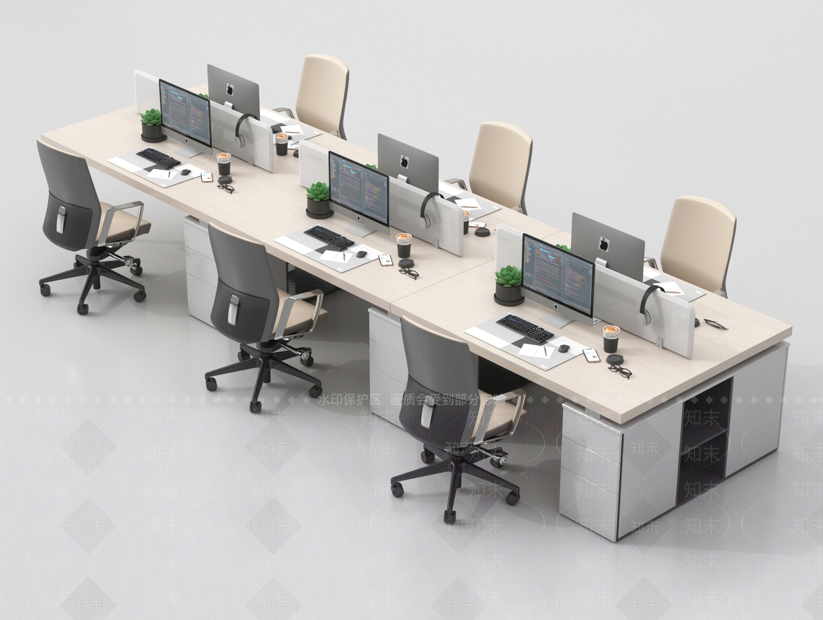 现代办公桌椅3D模型下载【ID:1195706356】