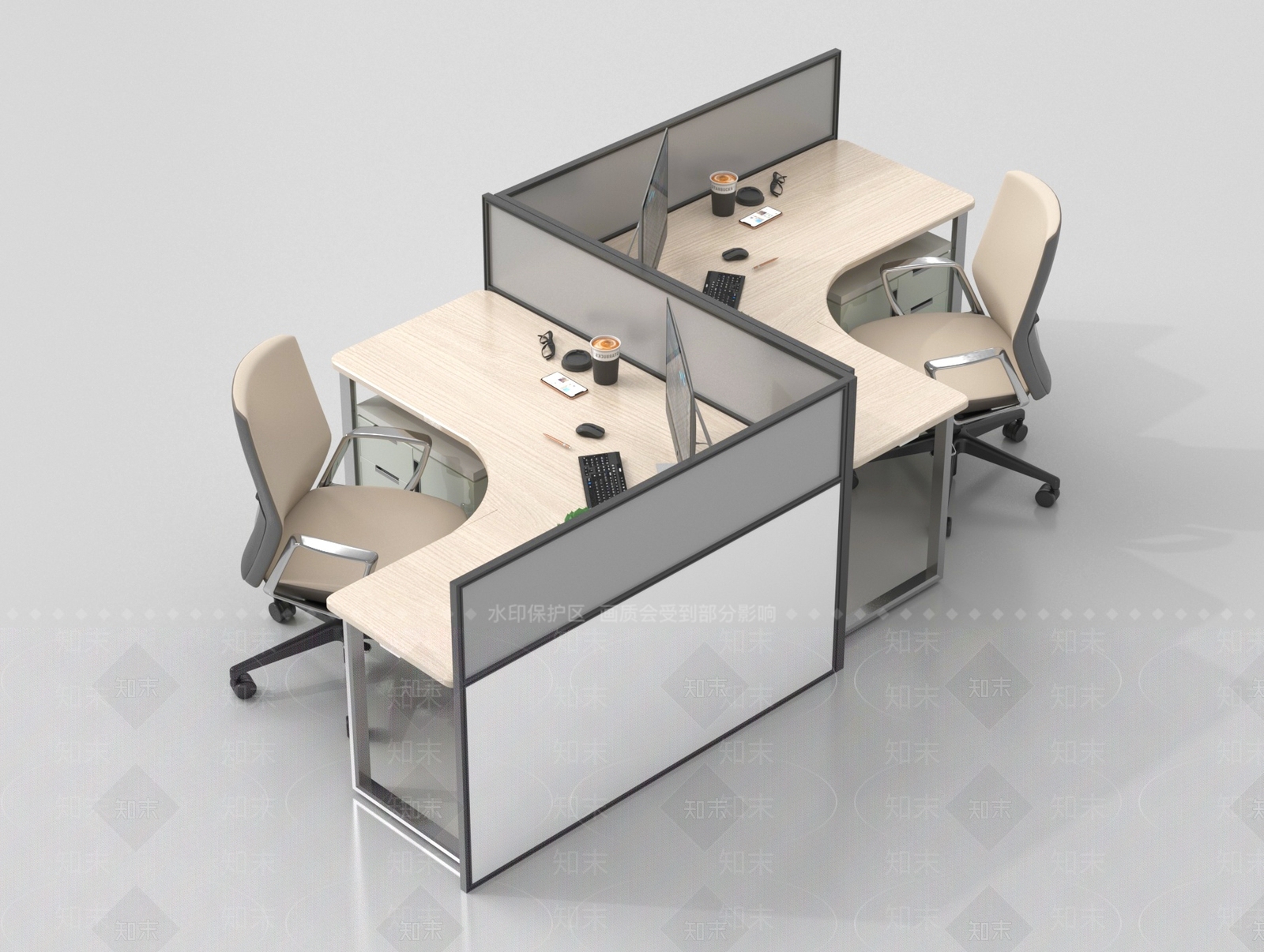 现代办公桌椅3D模型下载【ID:1195706657】