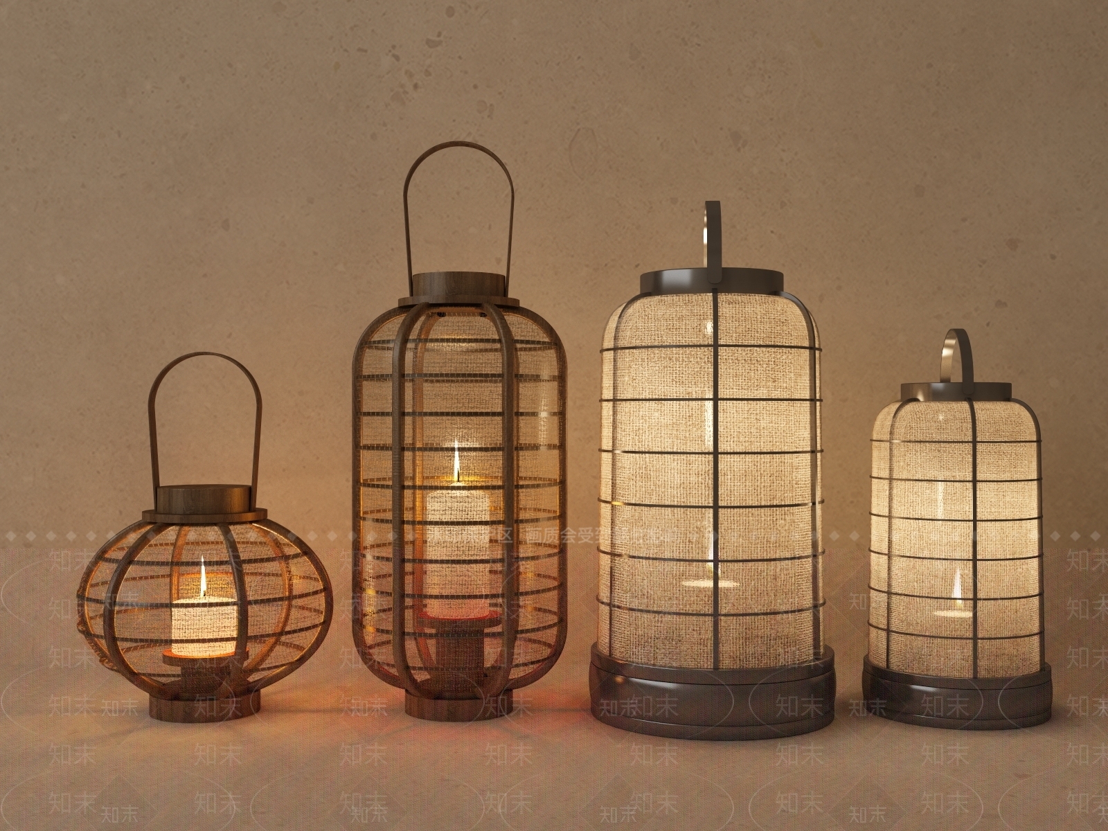 新中式灯笼3D模型下载【ID:1195707623】