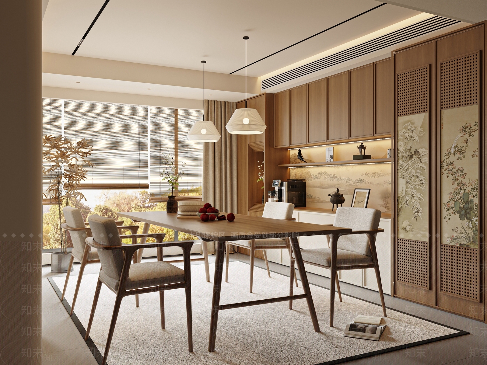 新中式家居餐厅3D模型下载【ID:1215142597】