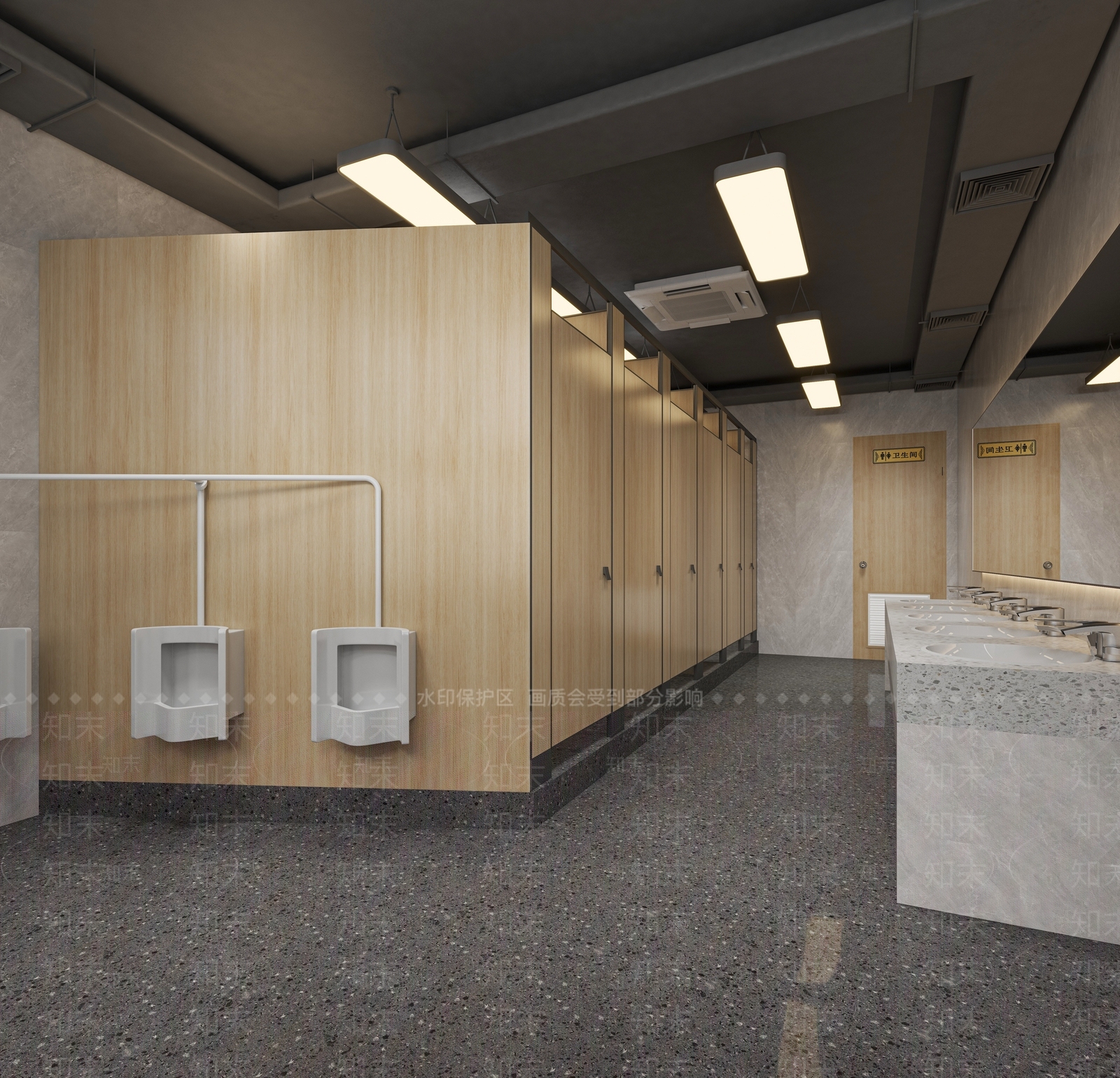 现代原木公共卫生间3D模型下载【ID:1195714197】