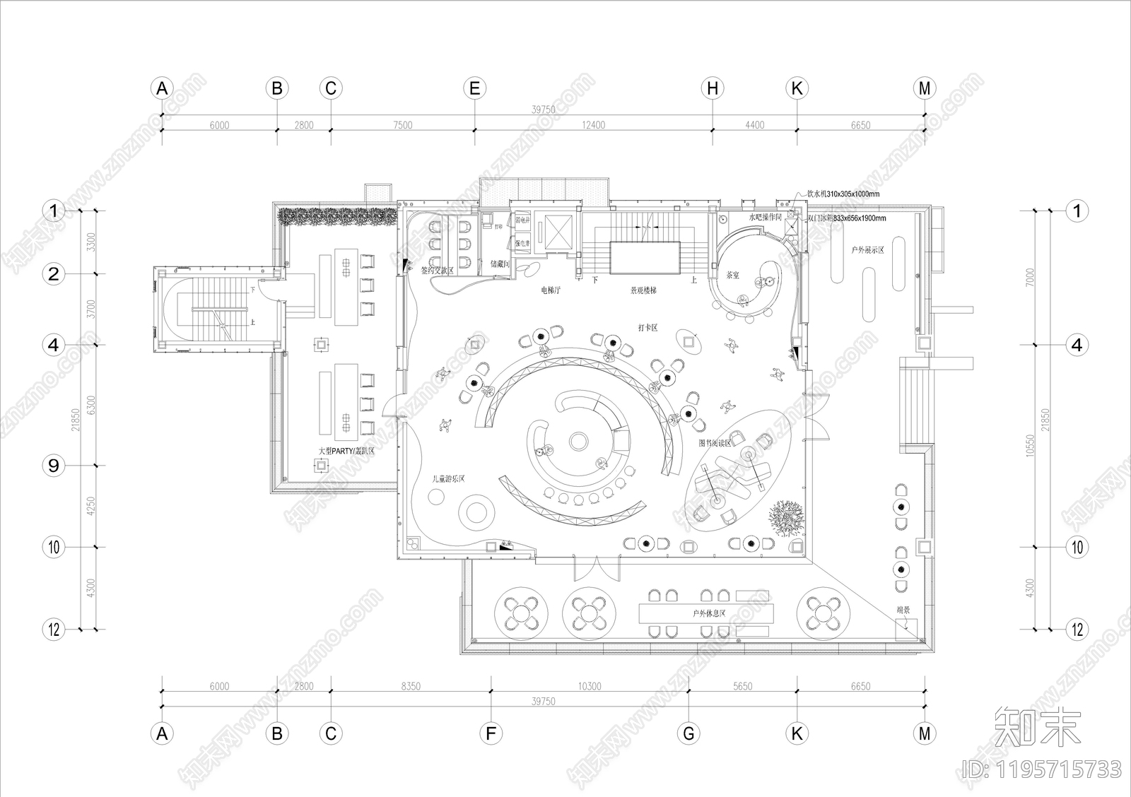 现代书店施工图下载【ID:1195715733】