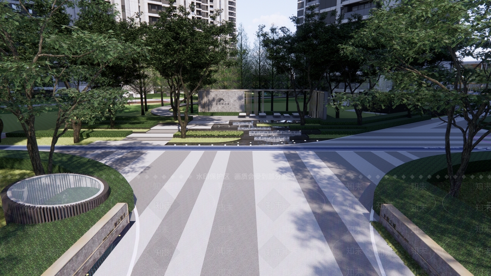 现代小区景观SU模型下载【ID:1195716575】