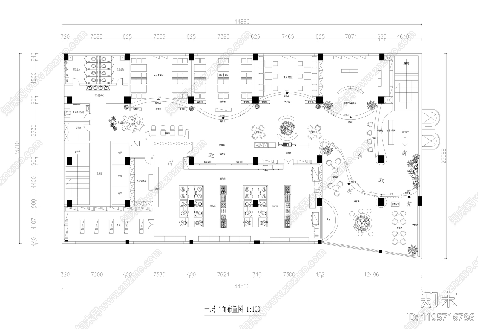 现代中餐厅施工图下载【ID:1195716786】