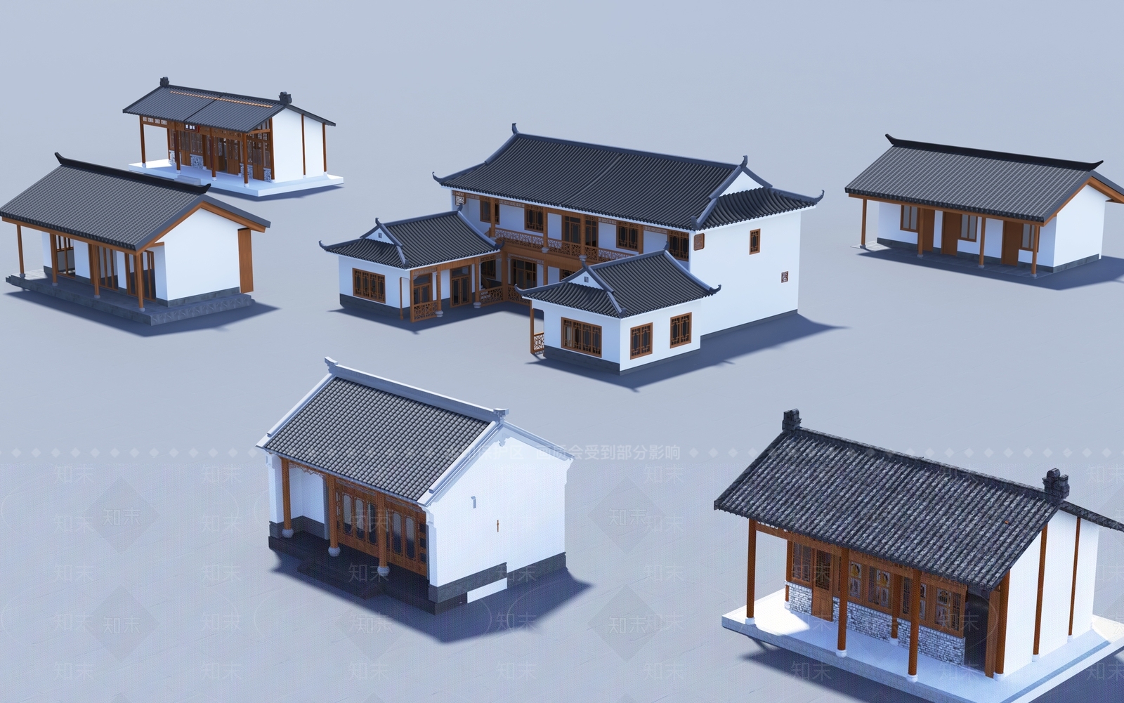 新中式中式四合院3D模型下载【ID:1195717499】